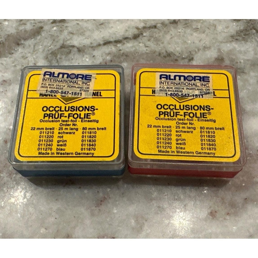 Almore Occlusions-Pruf-Folie Occlusal Foil Roll Lot Of 2 NOS New Western Germany